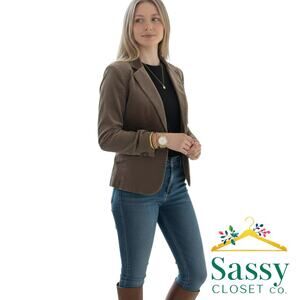 LOFT Brown Corduroy Blazer One Button Sheen Size 8 ID#70092 EUC